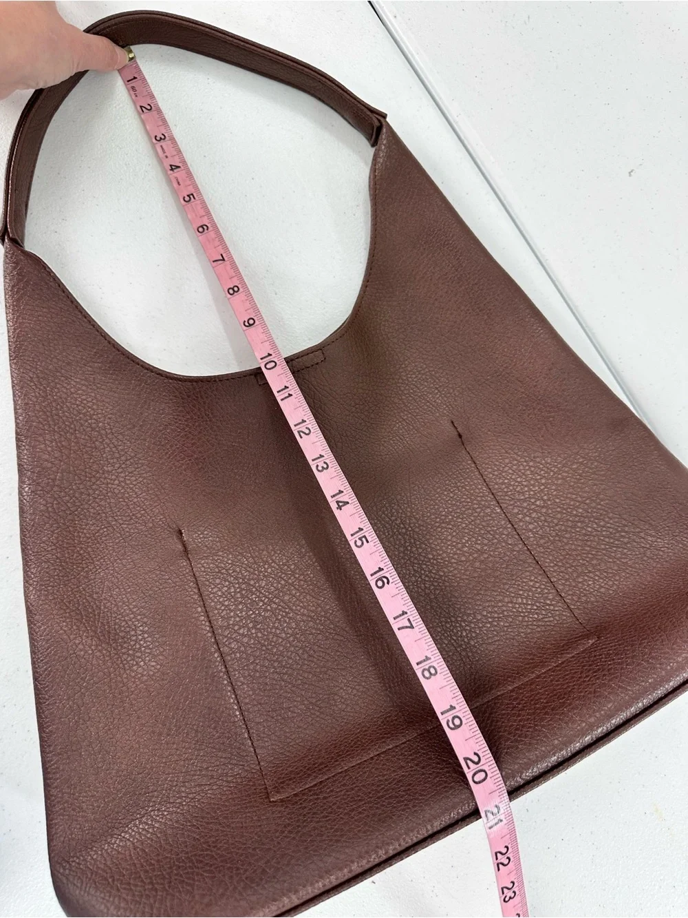 Hoxis Soft Vegan Leather Hobo Bag Coffee Brown Minimalist Shoulder Tote